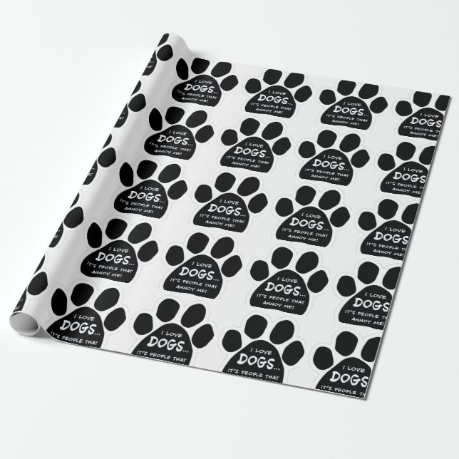 I LIEBE DOGS GESCHENKPAPIER (Ungerollt)