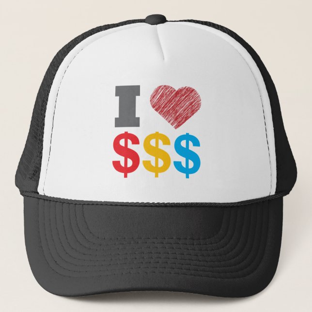 I Liebe-Dollar-Hut Truckerkappe (Vorderseite)