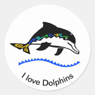 I Liebe DOLPHINS - Naturkrieger - Natur - Runder Aufkleber