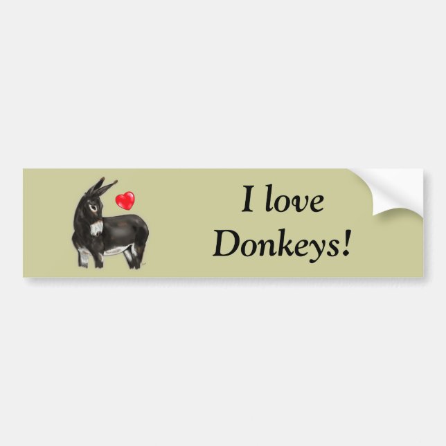 I Liebe Donkeys Demure Donkey Autoaufkleber (Vorne)
