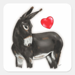 I Liebe Donkeys Demure Donkey Quadratischer Aufkleber
