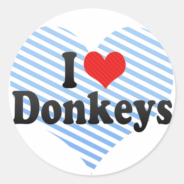 I Liebe Donkeys Runder Aufkleber (Vorderseite)