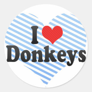 I Liebe Donkeys Runder Aufkleber