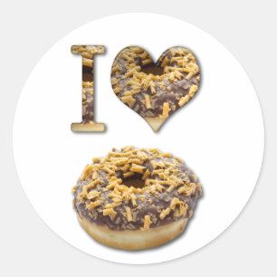 I Liebe Donuts Runder Aufkleber