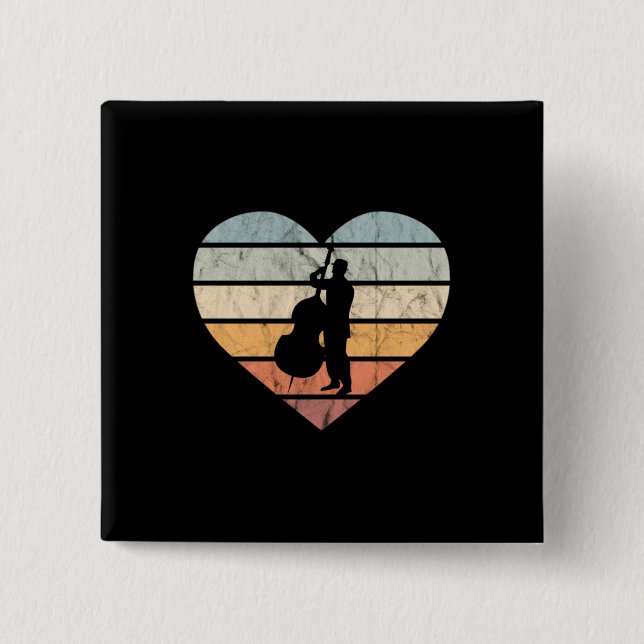 I Liebe Doppelbass Retro Herz Button (Vorderseite)