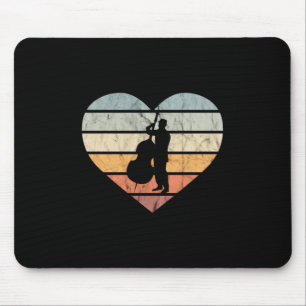 I Liebe Doppelbass Retro Herz Mousepad