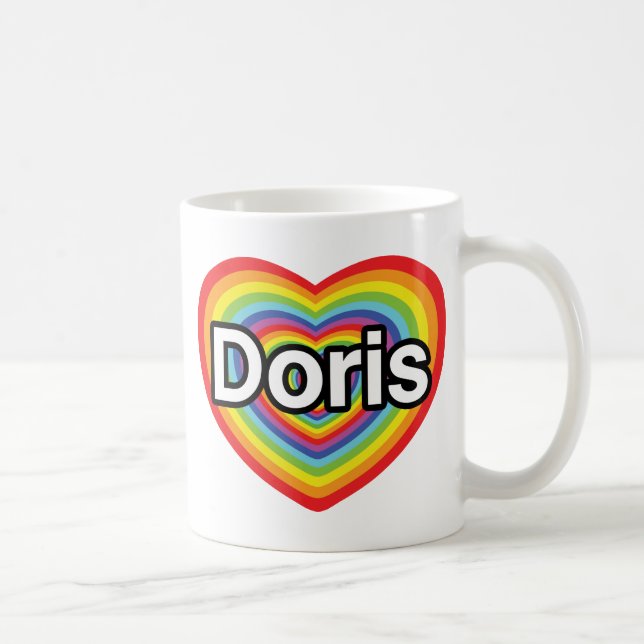 I Liebe Doris: Regenbogenherz Kaffeetasse (Rechts)