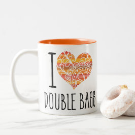 I Liebe Double Bass Orange Mandala Herz Zweifarbige Tasse