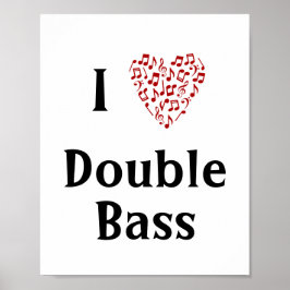 I Liebe Double Bass Rotes Herz Musiknoten Poster