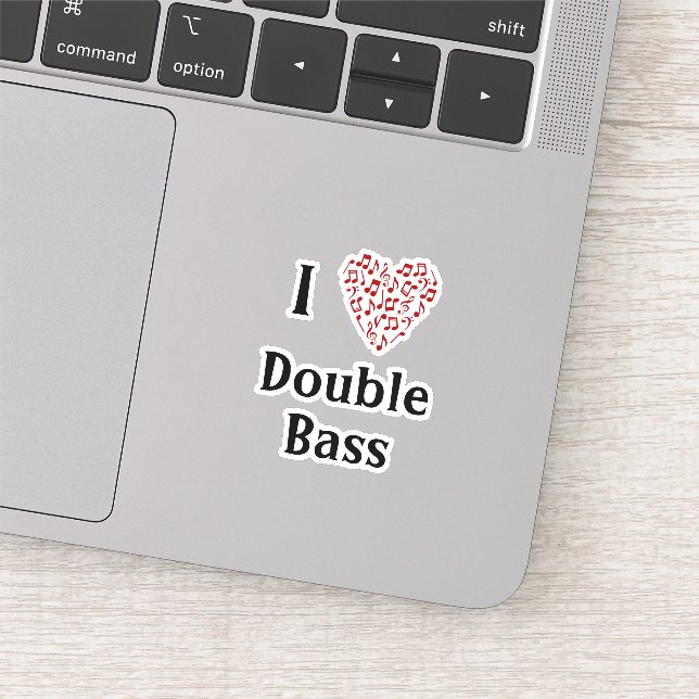 I Liebe Double Bass Rotes Herz Musiknoten Vinyl Aufkleber (Ausschnitt)
