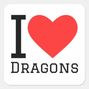 I Liebe Drachen Quadratischer Aufkleber
