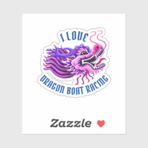 I Liebe Dragon Boat Racing Pink & Lila Logo Aufkleber