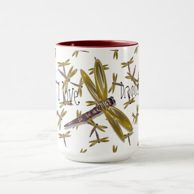 I Liebe Dragonflies Digital and Graphics Art Tasse (Zentrum)