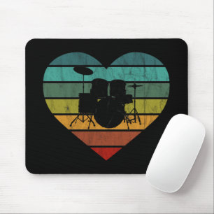 I Liebe Drums Retro Herz Mousepad