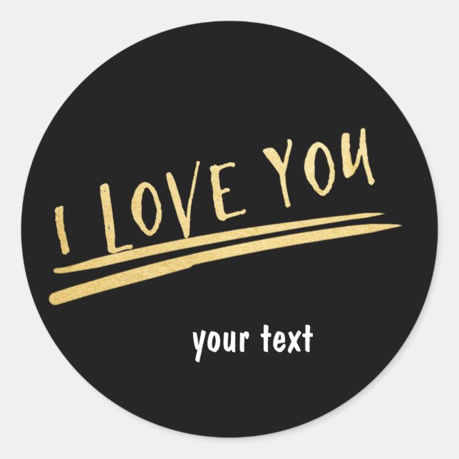 I LIEBE DU Black & Gold Custom Chic Sticker (Vorderseite)