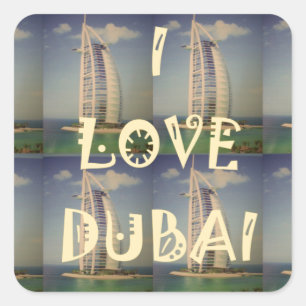 I Liebe Dubai Quadratischer Aufkleber