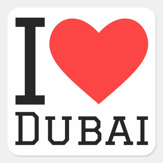 I Liebe dubai Quadratischer Aufkleber (Vorderseite)