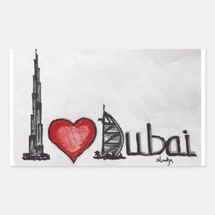 I Liebe Dubai Rechteckiger Aufkleber