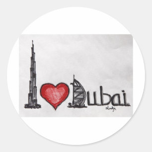 I Liebe Dubai Runder Aufkleber
