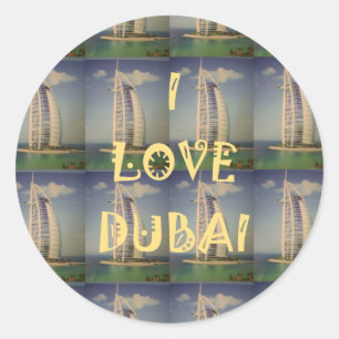 I Liebe Dubai Runder Aufkleber