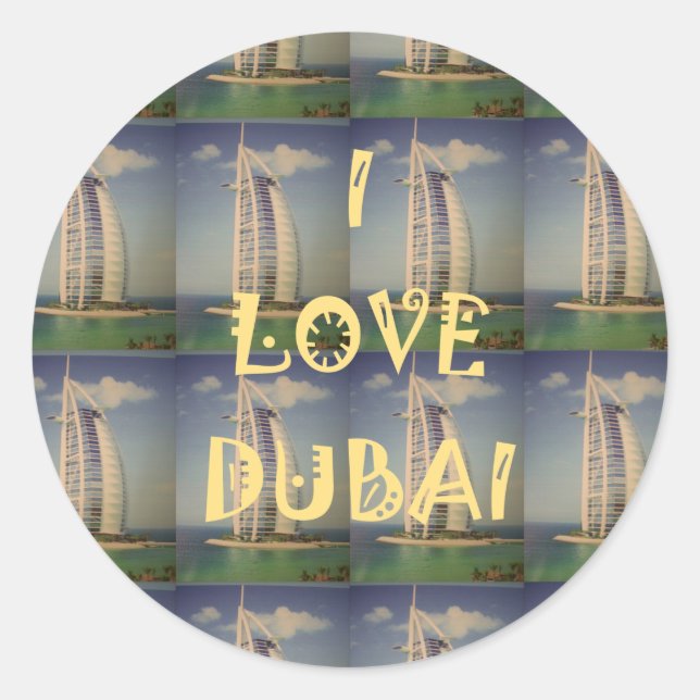 I Liebe Dubai Runder Aufkleber (Vorderseite)
