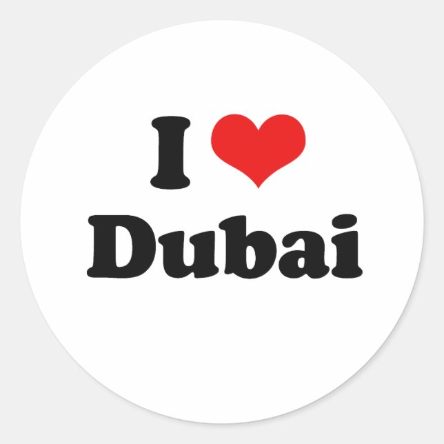 I Liebe Dubai Tshirt Runder Aufkleber (Vorderseite)