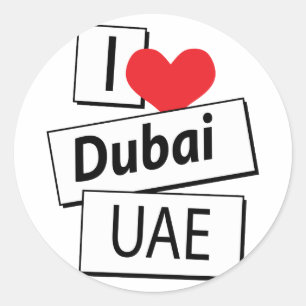 I Liebe Dubai UAE Runder Aufkleber