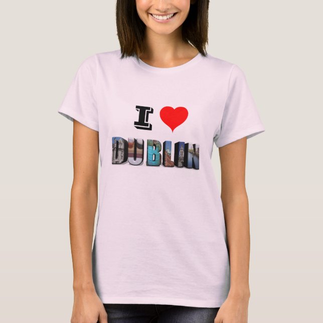 I Liebe Dublin Irland 3D Travel Foto T-Shirt (Vorderseite)