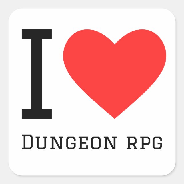 I Liebe Dungeon rpg Quadratischer Aufkleber (Vorderseite)