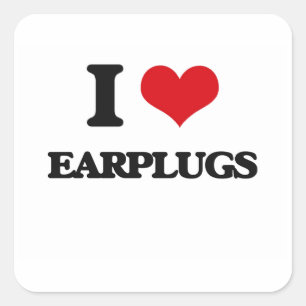 I Liebe EARPLUGS Quadratischer Aufkleber