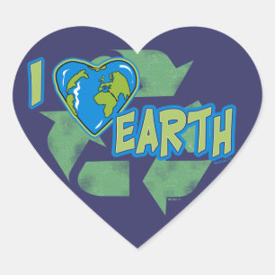 I Liebe Earth Recycelte Aufkleber