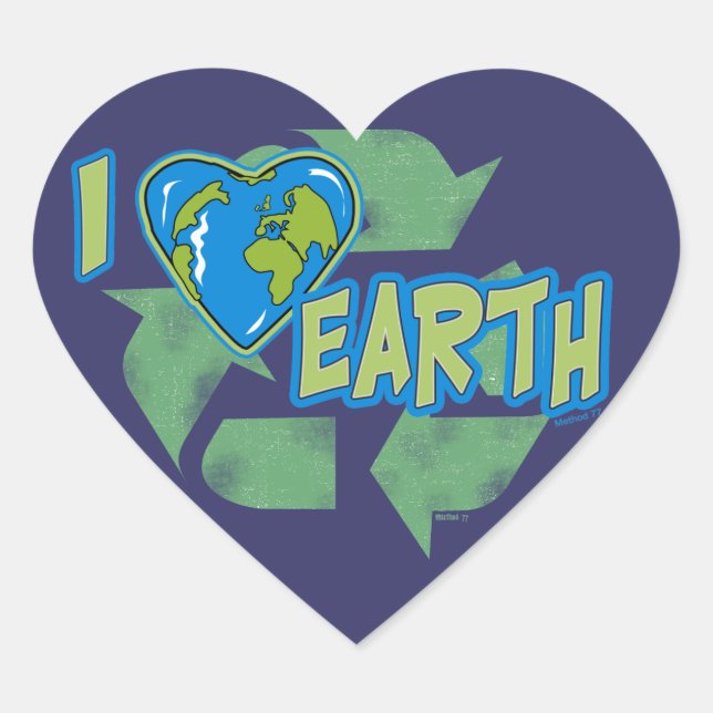 I Liebe Earth Recycelte Aufkleber (Vorderseite)
