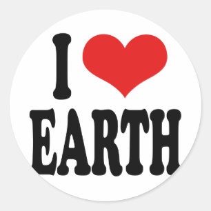 I Liebe Earth Runder Aufkleber