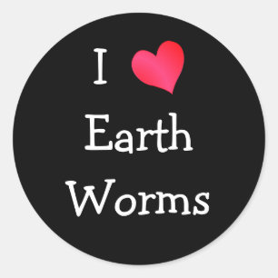 I Liebe Earth Worms Runder Aufkleber