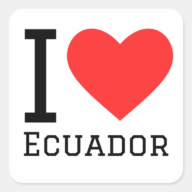 I Liebe Ecuador Quadratischer Aufkleber (Vorderseite)
