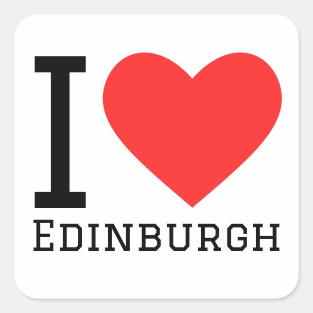 I Liebe Edinburgh Quadratischer Aufkleber (Vorderseite)