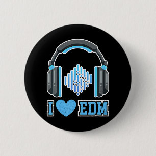 I Liebe EDM Party und Festivals DJ Headphones Button