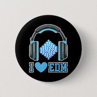 I Liebe EDM Party und Festivals DJ Headphones Button