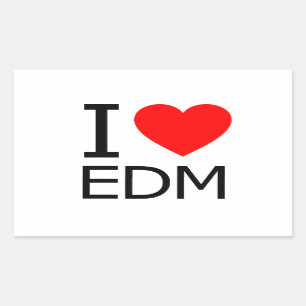 I LIEBE EDM RECHTECKIGER AUFKLEBER