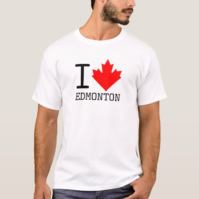 I Liebe Edmonton, Alberta Canada Maple Leaf T-Shirt (Vorderseite)