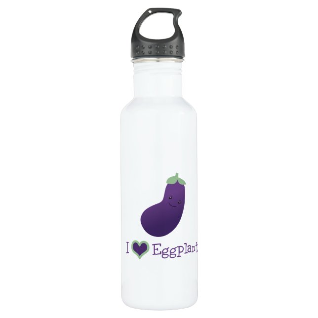 I Liebe Eggplant Edelstahlflasche (Vorderseite)