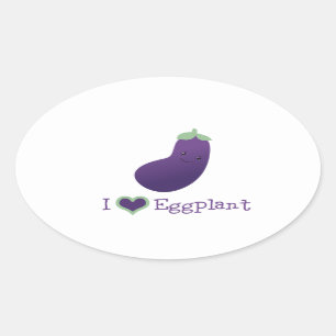 I Liebe Eggplant Ovaler Aufkleber