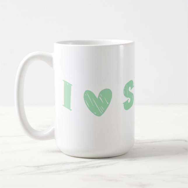 I Liebe Einfach" Minimalistisches Textdesign grün Kaffeetasse (Links)