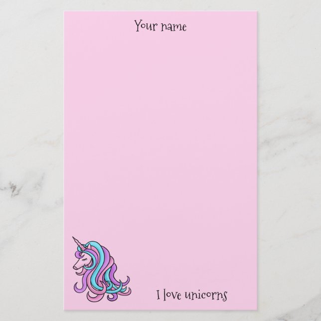 I Liebe Einhorn hübsch rosa Briefpapier (Vorderseite)