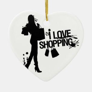 I Liebe-Einkauf Keramik Ornament