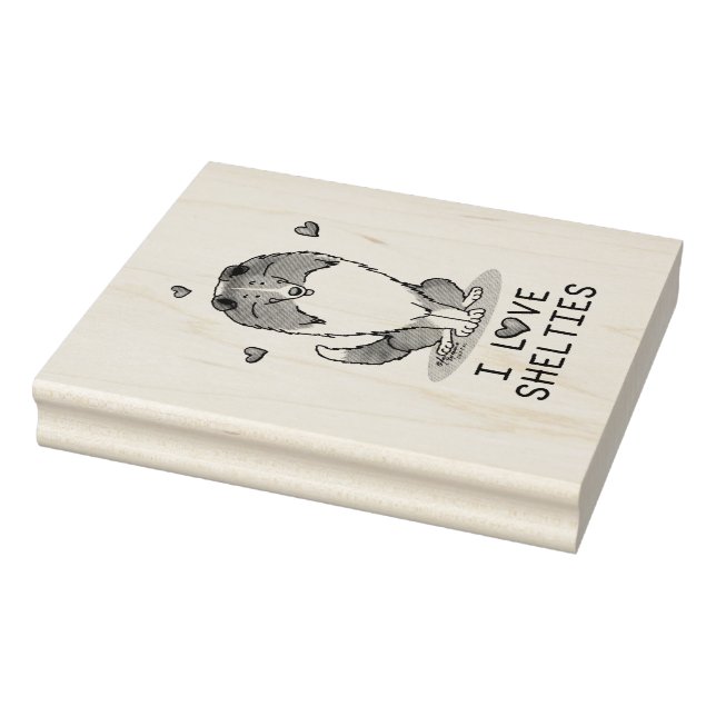 I Liebe (Einzel-2) Shetland Sheepdogs Niedlich Gummistempel (Stempel)