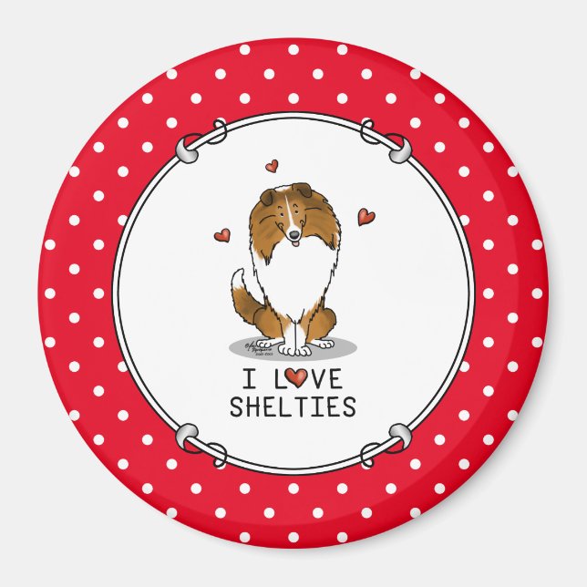 I Liebe (Einzel-2) Shetland Sheepdogs Niedlich Magnet (Vorne)