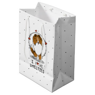 I Liebe (Einzel-2) Shetland Sheepdogs Niedlich Mittlere Geschenktüte