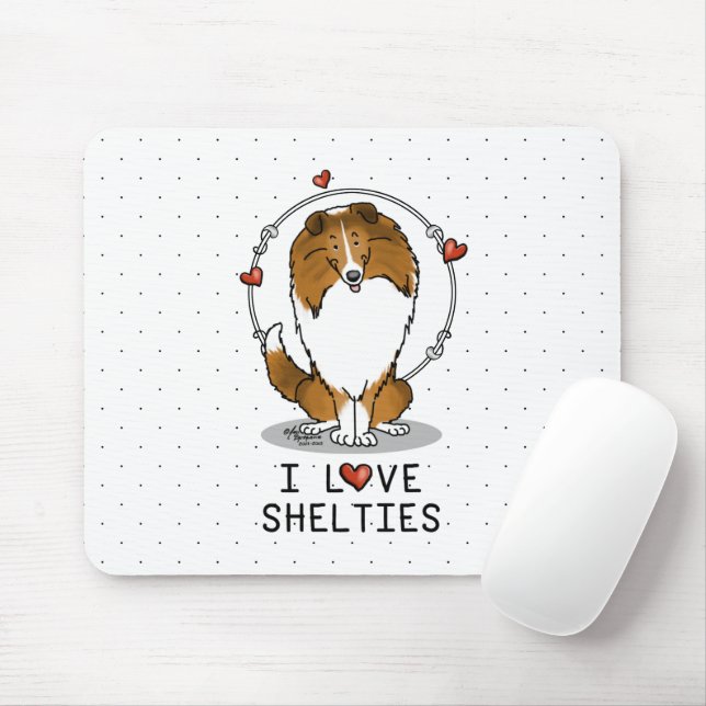 I Liebe (Einzel-2) Shetland Sheepdogs Niedlich Mousepad (Mit Mouse)