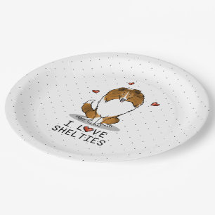 I Liebe (Einzel-2) Shetland Sheepdogs Niedlich Pappteller